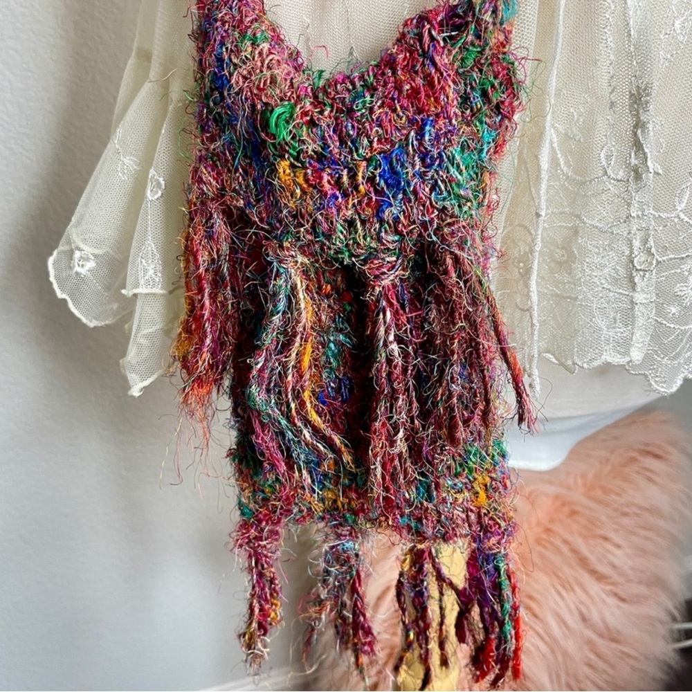 Lakhay's Collection Funky Fringe Woven Boho Crossbody Bag Purse 100% Silk